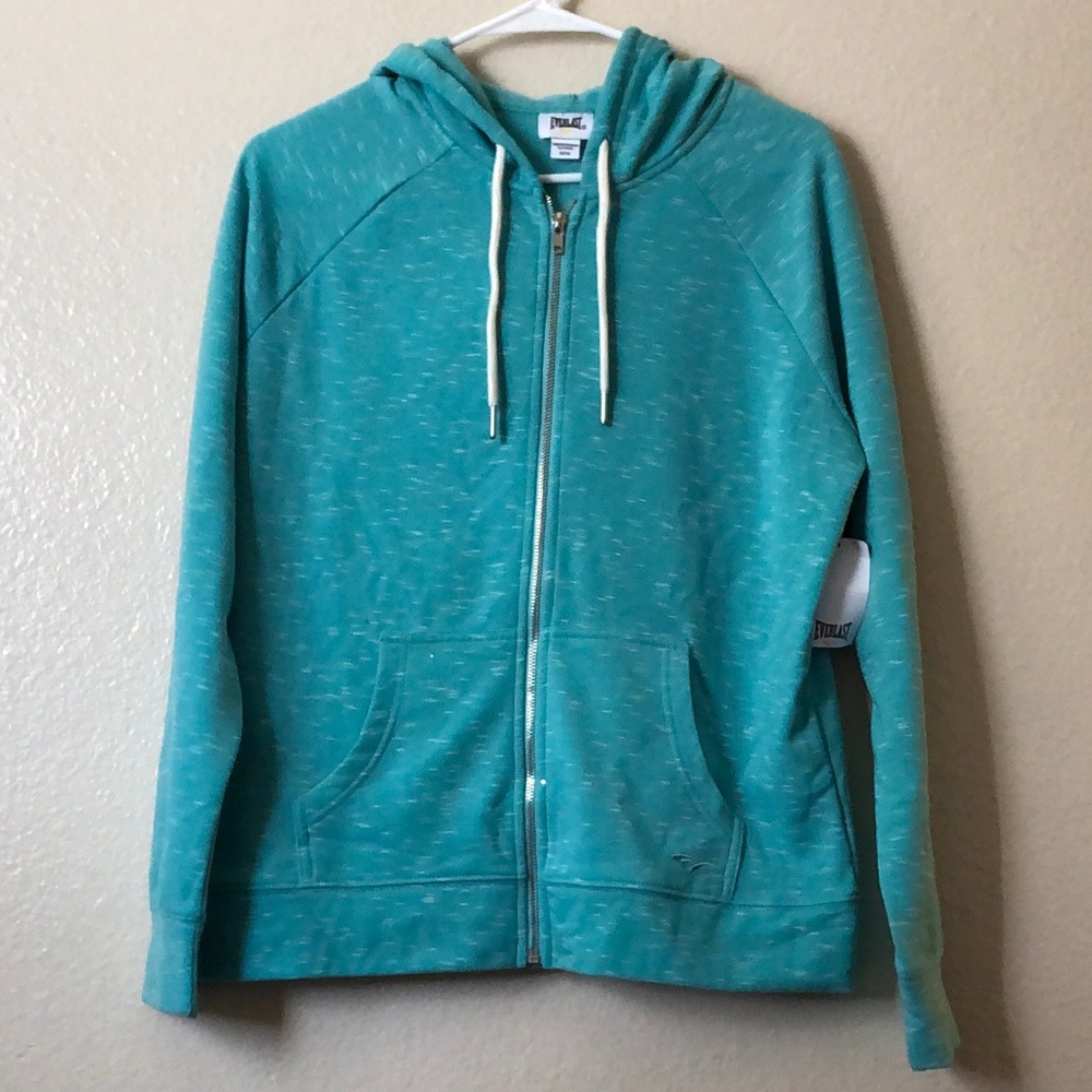 Teal Everlast hoodie.